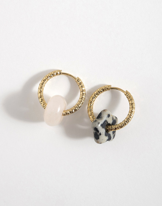 kolczyki z kamieniami Złote kolczyki koła z zawieszkami