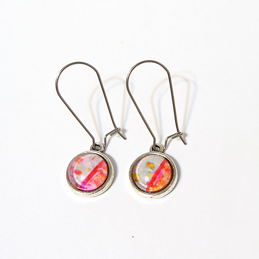 kolczyki szklane Kolorowe - kolczyki wiszące, mini