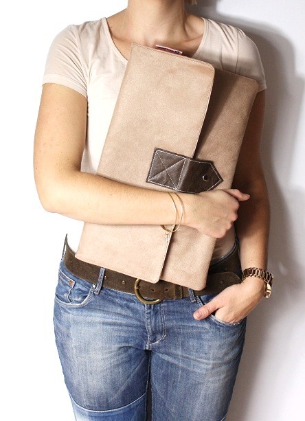 Kopertówka XL beige + leather Zuzia Górska