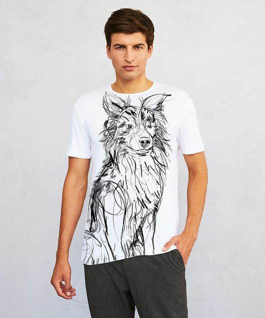 t-shirty męskie Border Collie Dog Men's T-shirt white