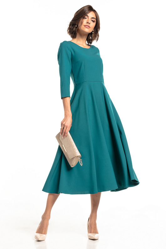 Elegancka sukienka maxi,T327,szmaragd TESSITA