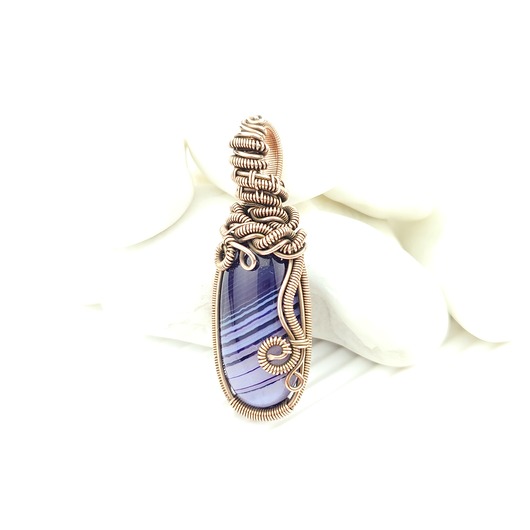 wisiory Wisiorek z fioletowym agatem wire wrapping