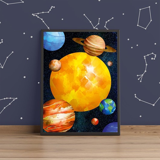 Plakat dziecięcy DUŻE PLANETY trochę na ścianę