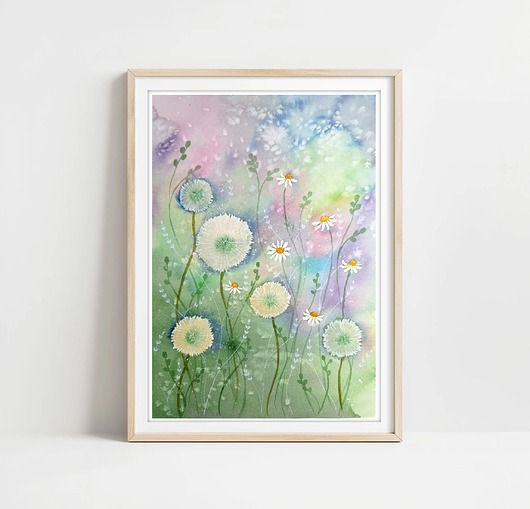 obrazy Oryginalna akwarela. Dmuchawce A3