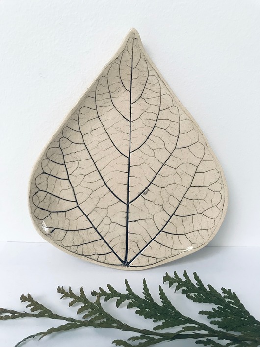 patery i talerze Liść ceramiczny mały talerzyk