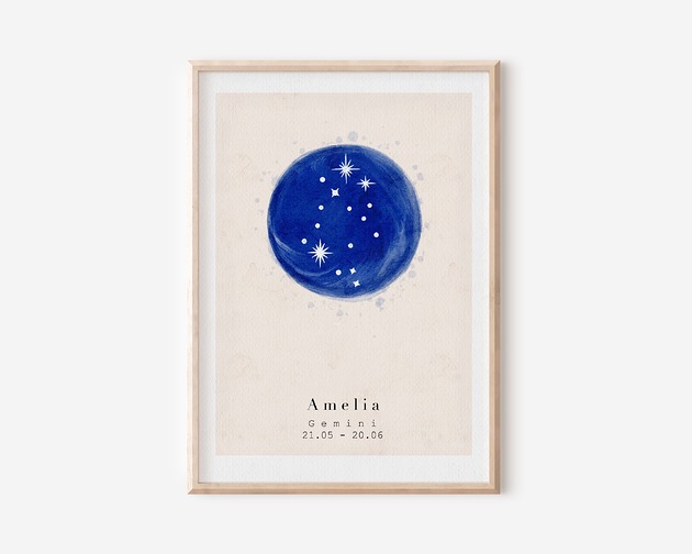 plakaty Plakat - Znak zodiaku  Bliźnięta / Gemini  - Plakat personalizowany