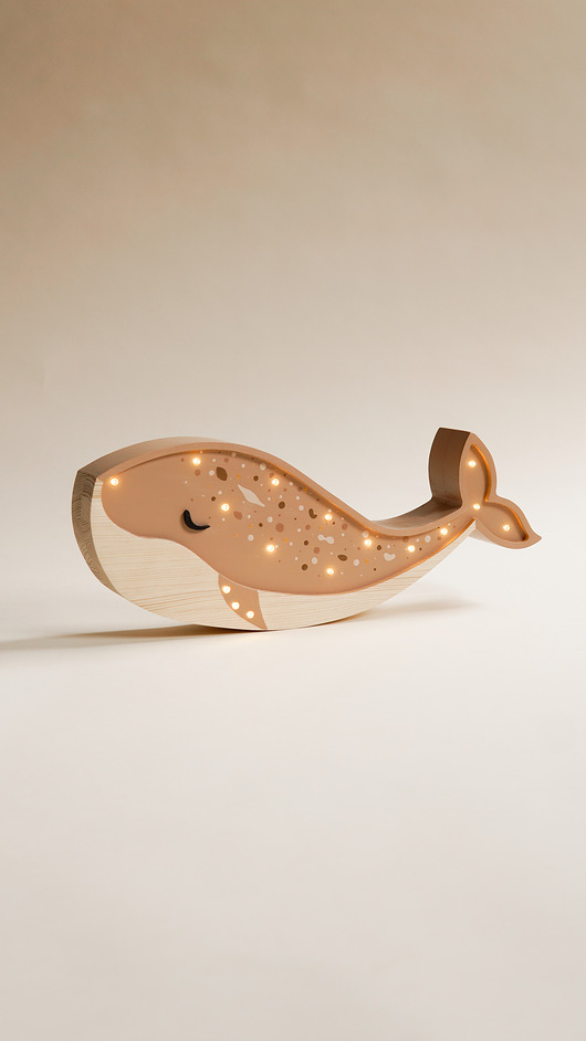 lampy do pokoju dziecka Drewniana Lampka Wieloryb - Brown