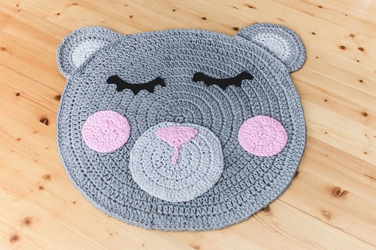 DYWAN MIŚ USZATEK 100 cm Rabarbar Handmade