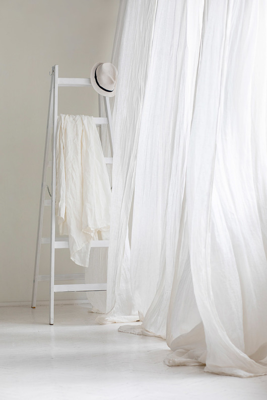 zasłony Zasłona z Lnianego Muślinu - ivory (off white)
