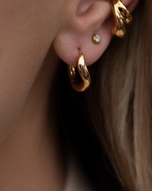 kolczyki pozłacane Złote kolczyki koła nieregularne ze stali chirurgicznej