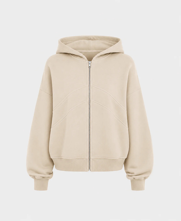 bluza z kapturem damska Bluza Wow beige kapturem (pętelka)