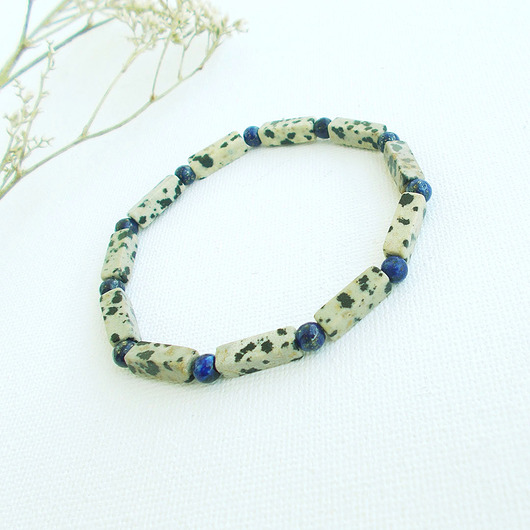 bransoletki z kamieni naturalnych Lapis lazuli i Dalmatyńczyk Bransoletka