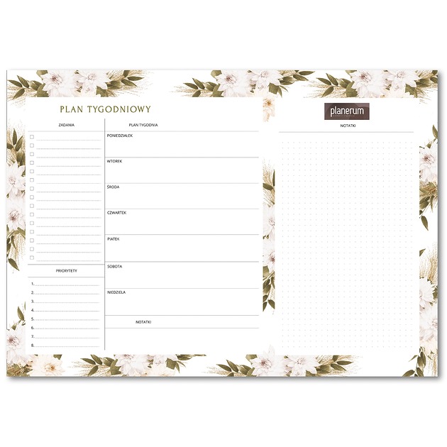 kalendarze i plannery Biuwar na biurko A3 Trawa Pampasowa Tygodniowy + Lista zadań