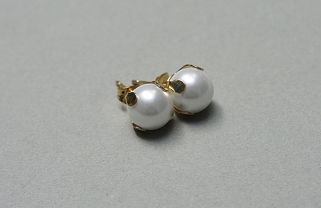 kolczyki z kamieniami Dots - pearls white vol 3 /alloys collection/ - sztyfty