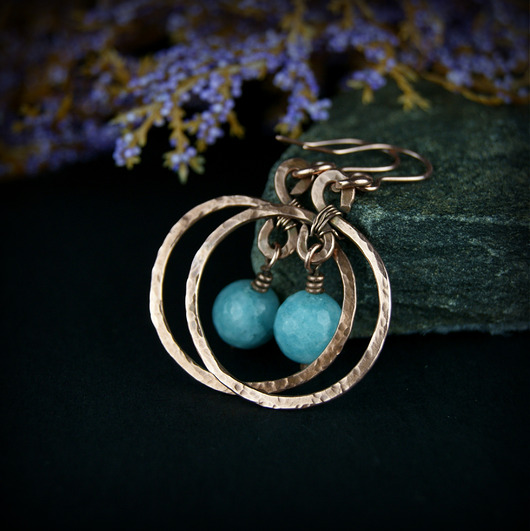kolczyki wire wrapping Kolczyki z jadeitem