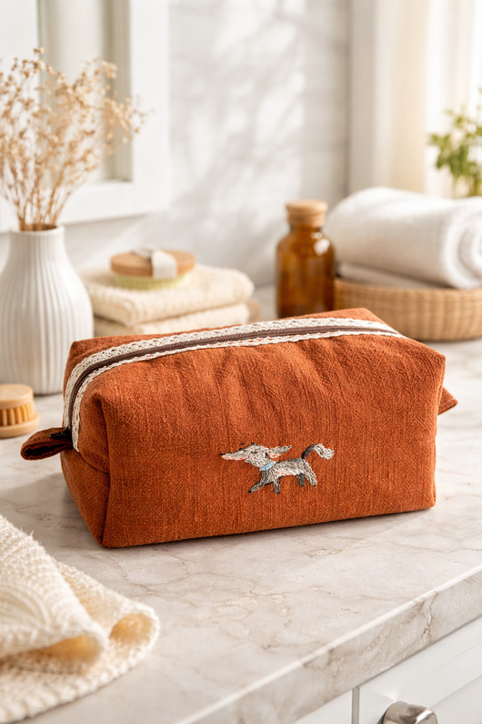 kosmetyczki Kosmetyczka z ręcznym haftem pieska - ostatnia sztuka!