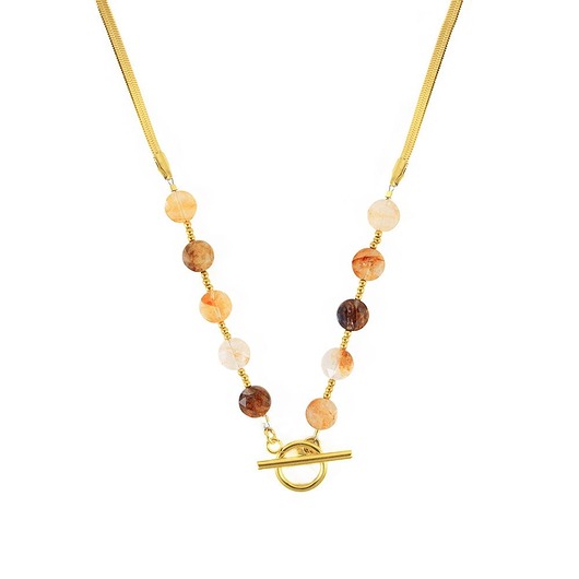 biżuteria różna Naszyjnik płaska Żmijka z bordowym kamieniem miłości