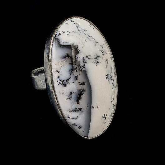 pierścionki srebrne Pierścionek pierwszy śnieg- dendrytowy agat