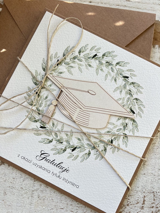 kartki scrapbooking Ręcznie robiona kartka gratulacje z okazji uzyskania tytułu inżyniera