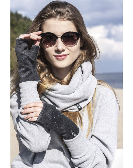 rękawiczki damskie Dark gray cashmere/crystal gloves