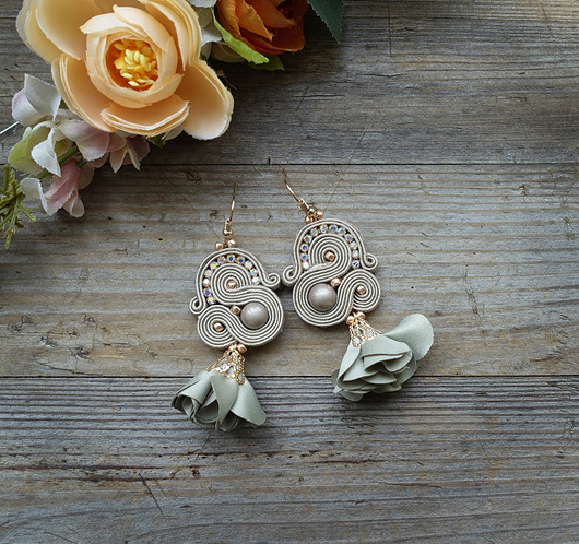 Koktajlowe  kolczyki soutache Mró Soutache