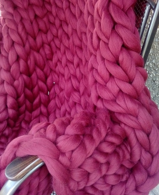 koce i narzuty Duży koc z merynosów, bordowy