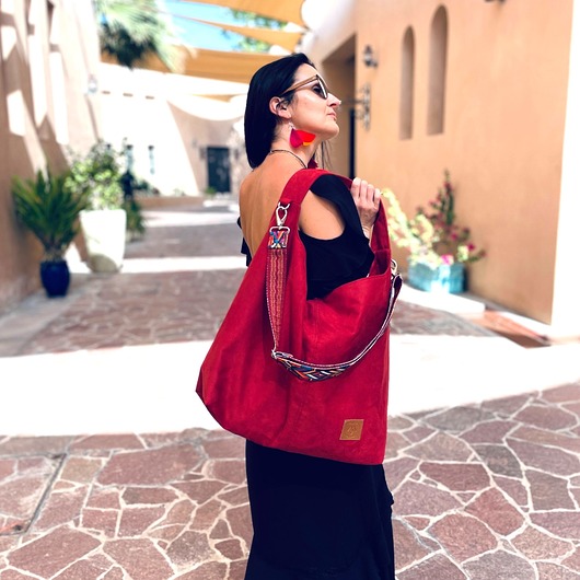 torby na ramię Duża torba worek "Mili Chic Mc7" - czerwona