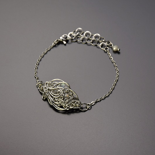 bransoletki wire wrapping Bransoletka regulowana labradoryt wire wrapping