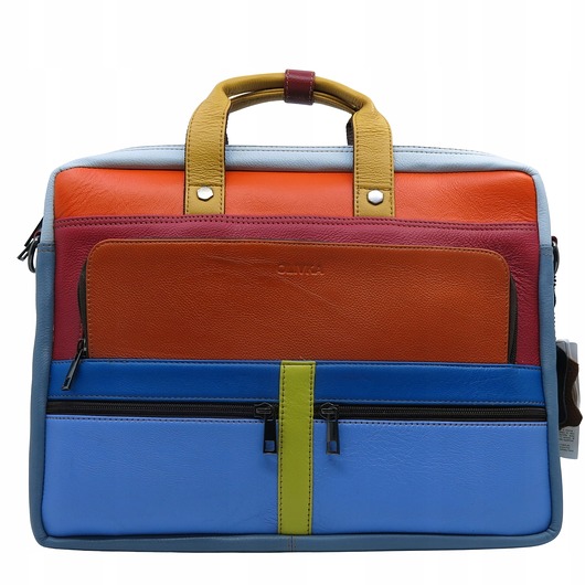 torby na ramię Aktówka torba na laptopa skórzana rączki regulowany pasek kieszenie OLIVKA