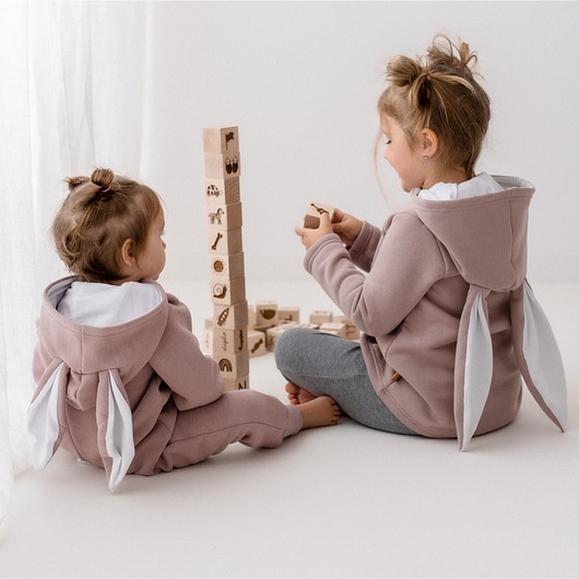 bluzy dla dziewczynki Bluza królik RÓŻ VINTED