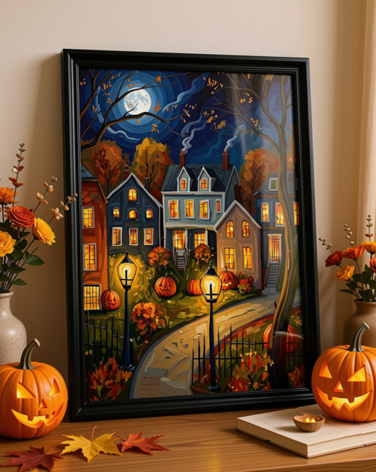 grafiki i ilustracje PLAKAT dekoracyjny noc Halloween ilustracja grafika