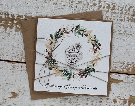 kartki świąteczne Kartka świąteczna ręcznie robiona na Boże Narodzenie świąteczny deser