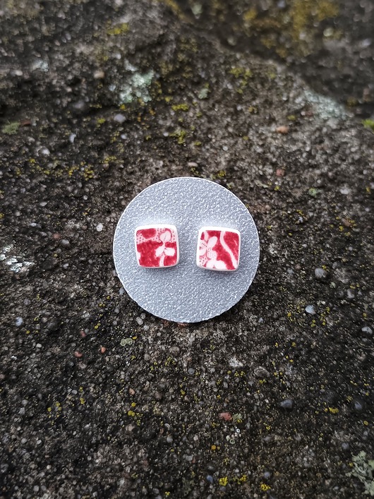 kolczyki ceramiczne Kolczyki ceramiczne w czerwone wzory