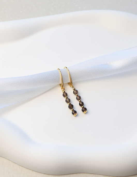 kolczyki pozłacane Kolczyki pozłacane - Kwarc Dymny