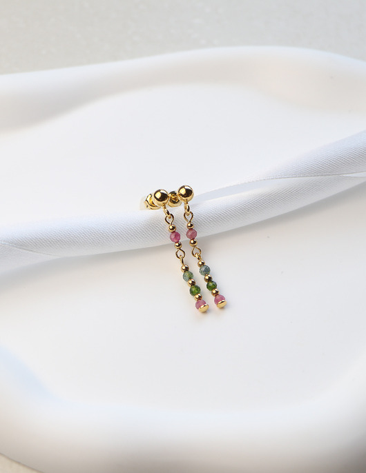  Kolczyki pozłacane - Mix Turmalinów