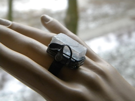  Iceland spar  -  surowy kryształ - pierścień Beata Trotter