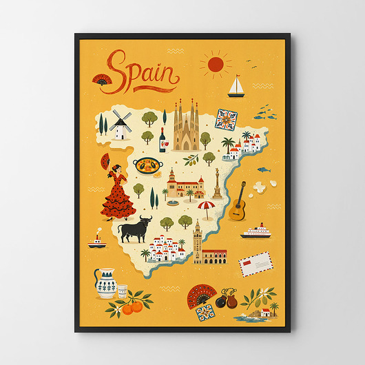 plakaty Plakat Mapa Hiszpania na prezent - różne formaty do wyboru