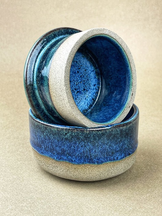 French Butter Dish / Deep Blue Happy Tree Pottery