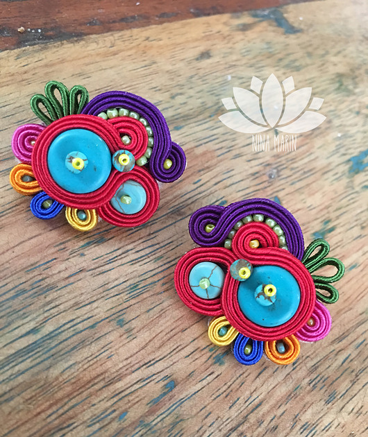 kolczyki soutache Kolczyki sutasz kolorowe