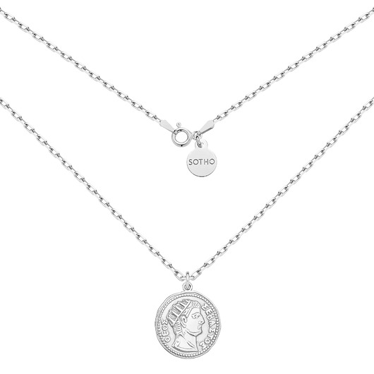 srebrne naszyjniki Srebrny masywny łańcuszek z dużą monetą