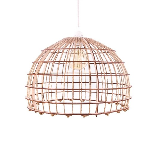 lampy wiszące Drewniana lampa ze sklejki oraz sznurka jutowego Lampa sufitowa LED wisząca