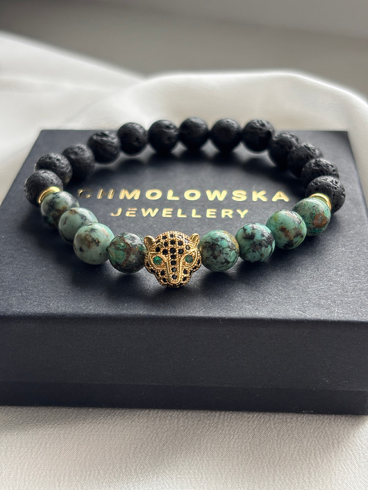 biżuteria męska Bransoletka męska Turkus Afrykański Tygrys