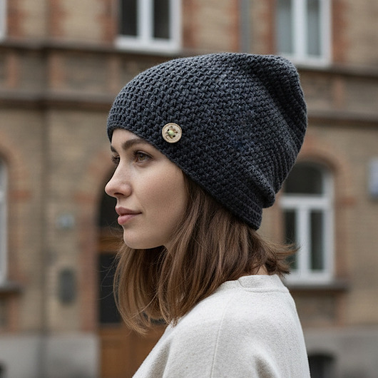 czapki damskie Czapka całoroczna przejściowa cienka bawełna s/m unisex antracyt