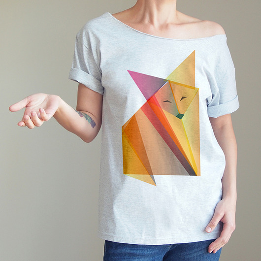 Lis origami Krótki szary Oversize ONE MUG A DAY