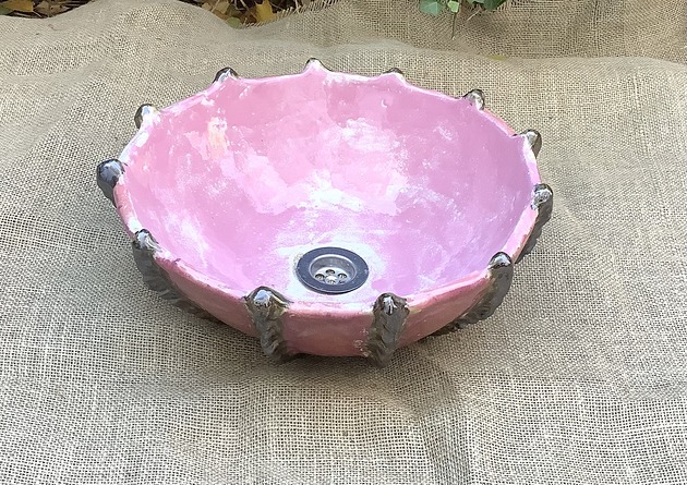 umywalki Ceramiczna umywalka Jeżowiec w rózu