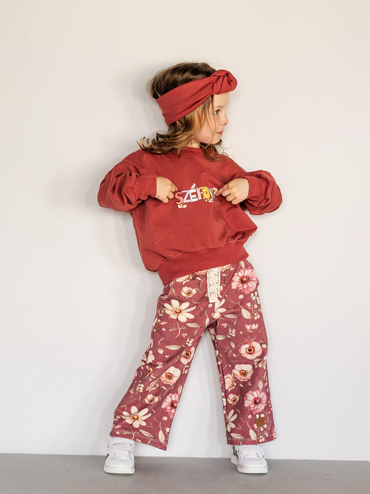 bluzy dla dziewczynki Zestaw bluza SZEFOWA z kulotami AZALIA bordo