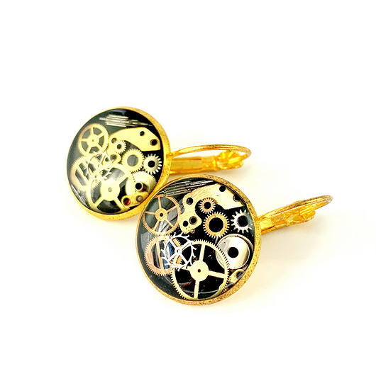 kolczyki pozłacane KOLCZYKI złote Małe Uszko Golden (Black)