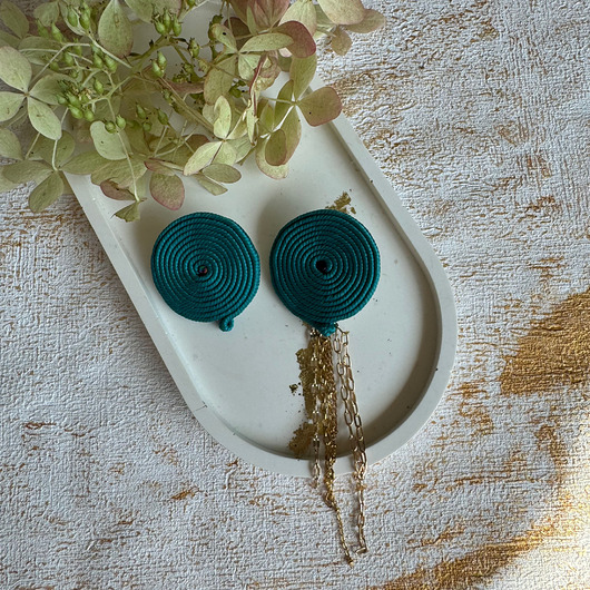 kolczyki soutache Asymetryczne kolczyki turkusowe lekkie