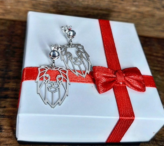 kolczyki srebrne Kolczyki srebrne Lew dziki kot