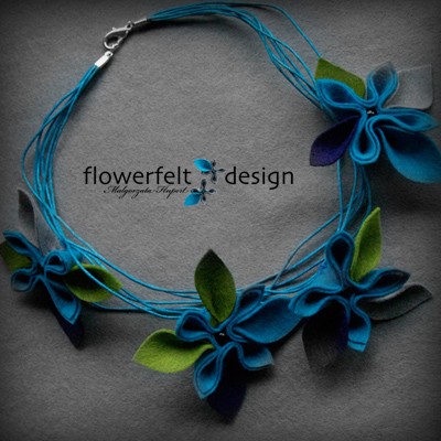 zielone fioletowe w turkusach FlowerFelt Design